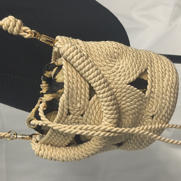 Like New - Zara Raffia Crochet Rope Bucket Bag With Removable Crossbody Strap - Picture 9 of 9